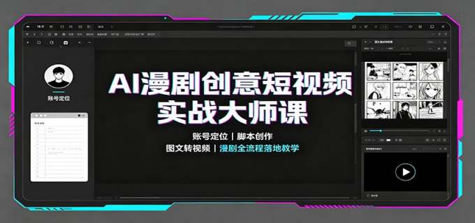 AI漫剧创意短视频实战大师课：账号定位脚本创作，图文转视频，漫剧全流程落地教学