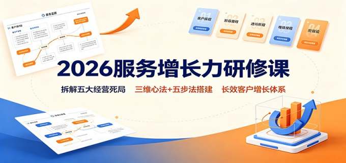 2026服务增长力研修课：拆解五大经营死局，三维心法+五步法搭建长效客户增长体系