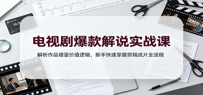 电视剧爆款解说实战课:解析作品增量价值逻辑,新手快速掌握剪辑成片全流程