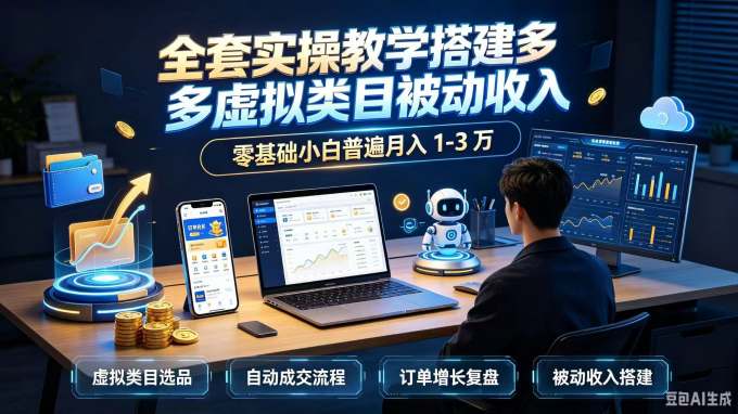 全套实操教学搭建多多虚拟类目被动收入,零基础小白普遍月入 1-3 万