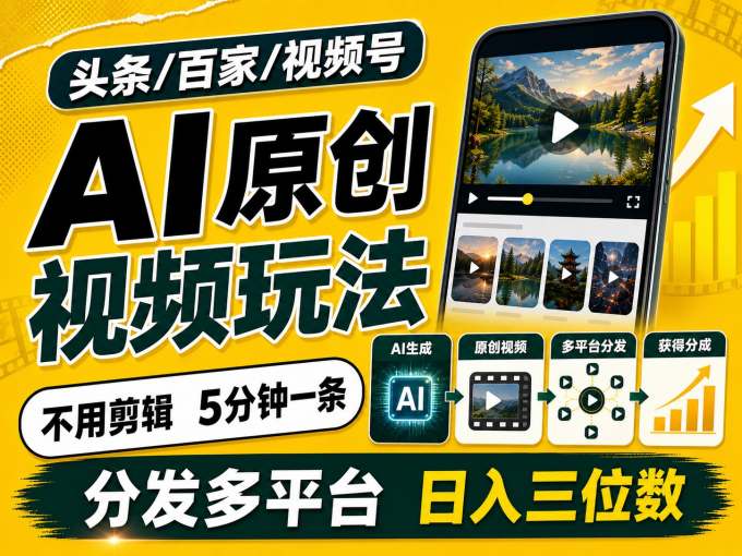 2026头条百家号升级玩法 5分钟一条原创视频 发多平台赚收