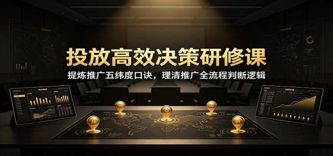 投放高效决策研修课：提炼推广五纬度口诀，理清推广全流程判断逻辑