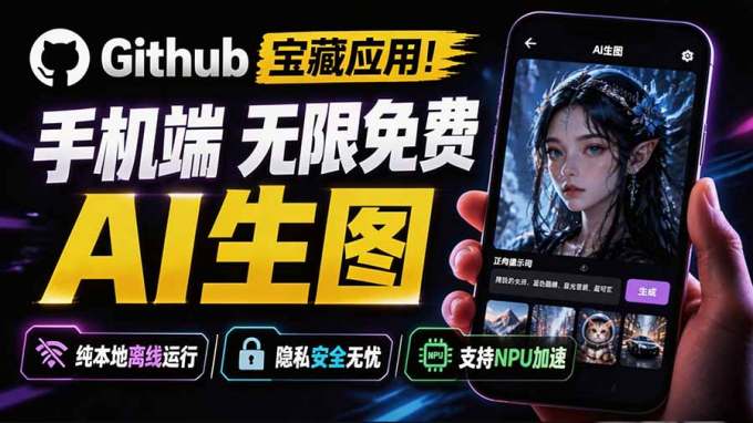 Github宝藏应用!手机端无限免费AI 生图,纯本地离线运行,支持NPU加速 斩获3.1k stars,local-dream