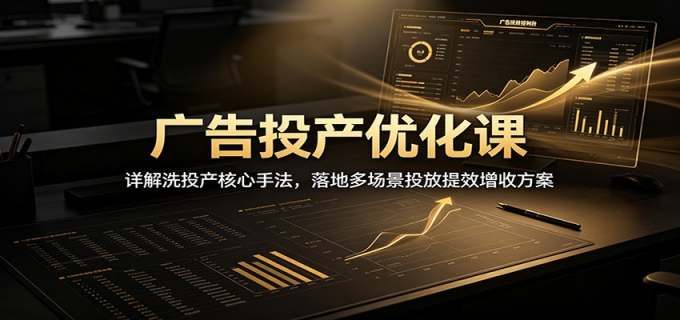 广告投产优化课:详解洗投产核心手法,落地多场景投放提效增收方案