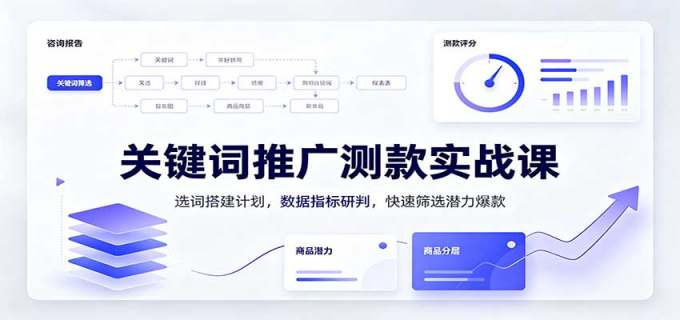 关键词推广测款实战课:选词搭建计划,数据指标研判,快速筛选潜力爆款