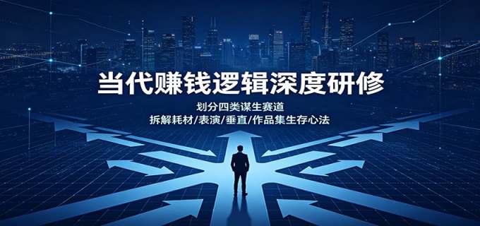 当代赚钱逻辑深度研修：划分四类谋生赛道，拆解耗材/表演/垂直/作品集生存心法