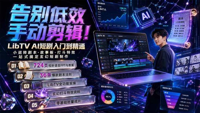 告别低效手动剪辑!LibTV AI短剧入门到精通,小说转剧本方法,故事板打斗特效一站式搞定玄幻短剧制作
