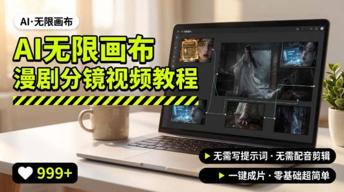 AI无限画布制作爆款漫剧分镜视频搭建教程，无需写脚本，无需制作音频，一键制作超简单