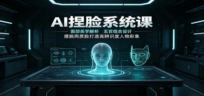 AI捏脸系统课:面部美学解析,五官组合设计,摆脱同质脸打造高辨识度人物形象