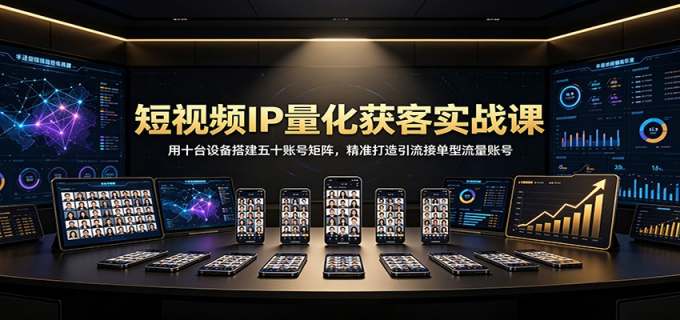 短视频IP量化获客实战课:用十台设备搭建五十账号矩阵,精准打造引流接单型流量账号