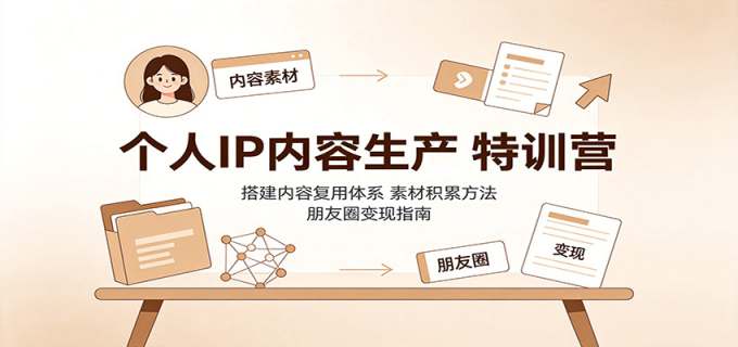 个人IP内容生产特训营：搭建内容复用体系，素材积累方法，朋友圈变现指南