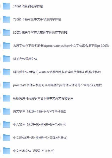 2026超全免费商用字体包字体中英文，涵盖ps/ai/fcpx/procreate 字库
