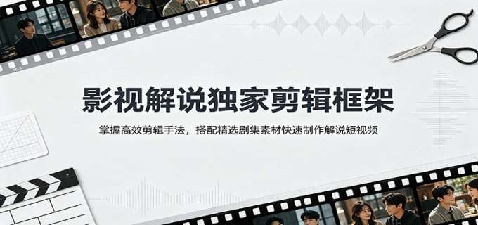 影视解说独家剪辑框架:掌握高效剪辑手法,搭配精选剧集素材快速制作解说短视频