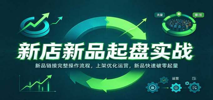 新店新品起盘实战：新品链接完整操作流程，上架优化运营，新品快速破零起量
