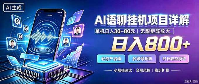 AI语聊挂机,日入800+,适用个人副业,工作室矩阵操作