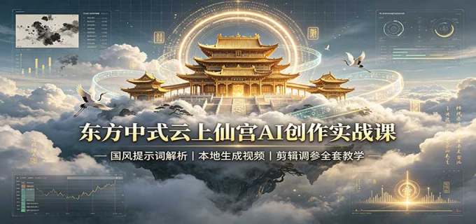 东方中式云上仙宫AI创作实战课:国风提示词解析,本地生成视频,剪辑调参全套教学