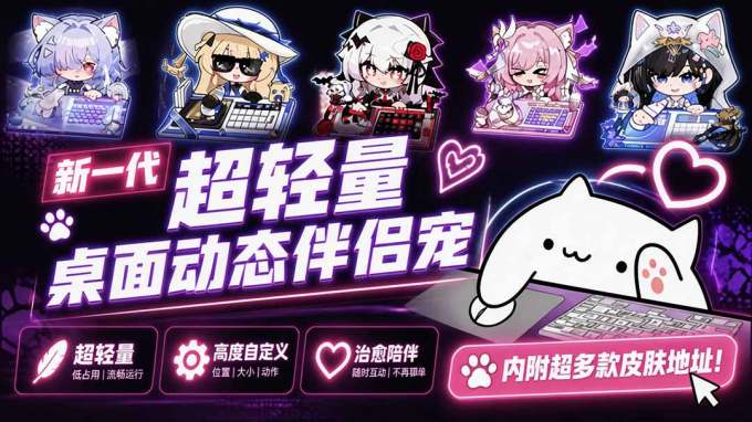 开源免费用!新一代超轻量桌面动态伴侣宠,体验更美观,更丝滑,内附超多款皮肤地址,BongoCat