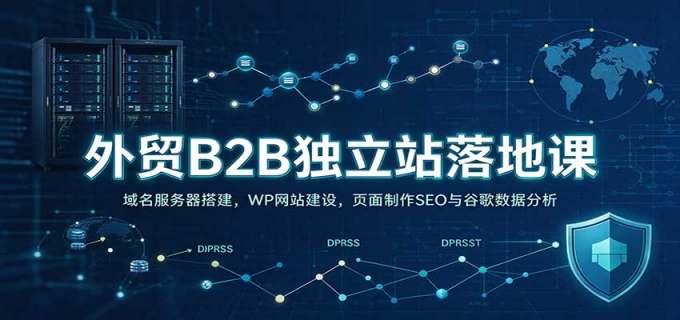 外贸B2B独立站落地课：域名服务器搭建，WP网站建设，页面制作SEO与谷歌数据分析