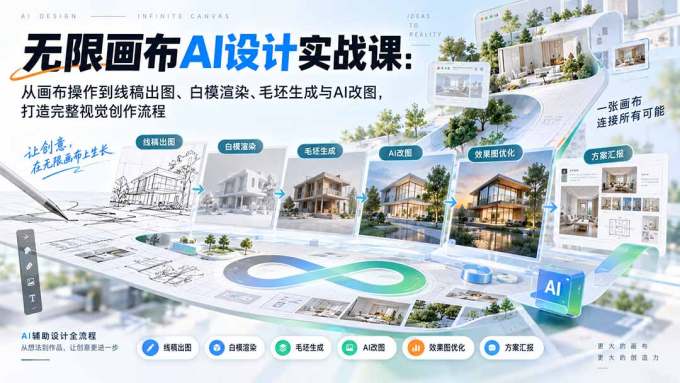 【无水印】无限画布AI设计实战课-更新：从画布操作到线稿出图、白模渲染、毛坯生成与AI改图，打造完整视觉创作流程