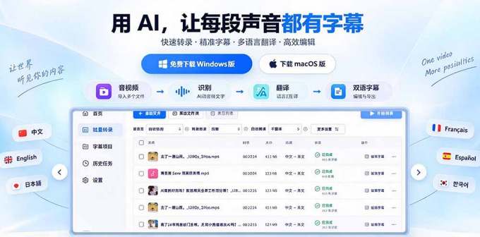 剪映会员不用再开了?视频字幕一键生成加翻译,本地离线运行,完全免费,超快速高精度,字幕大师
