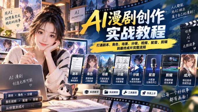 2026 AI漫剧创作实战教程：打通剧本、角色、场景、分镜、视频、配音、剪辑到最终成片完整流程