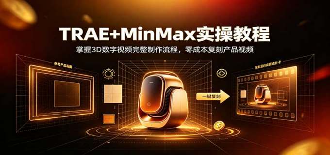 TRAE+MinMax实操教程：掌握3D数字视频完整制作流程，零成本复刻产品视频