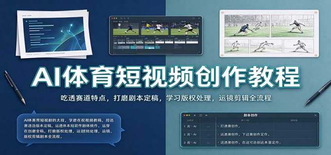AI体育短视频创作教程:吃透赛道特点,打磨剧本定稿,学习版权处理,运镜剪辑全流程
