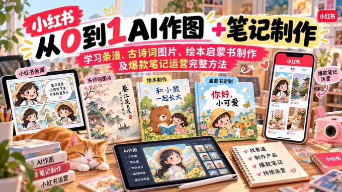 2026小红书AI内容创作从0到1：学习条漫、古诗词图片、绘本启蒙书制作及爆款笔记运营完整方法