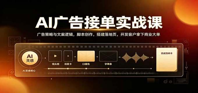 AI广告接单实战课:广告策略与文案逻辑,脚本创作,搭建落地页,开发客户拿下商业大单