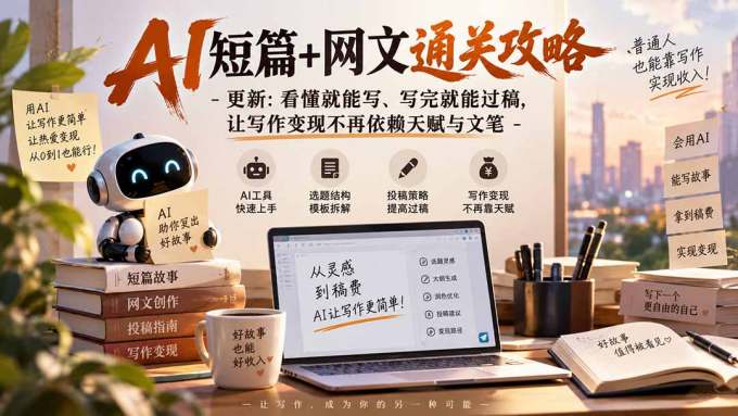 AI短篇+网文通关攻略-更新0921：看懂就能写、写完就能过稿，让写作变现不再依赖天赋与文笔