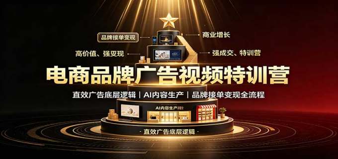 电商品牌广告视频特训:直效广告底层逻辑,AI内容生产,品牌接单变现全流程