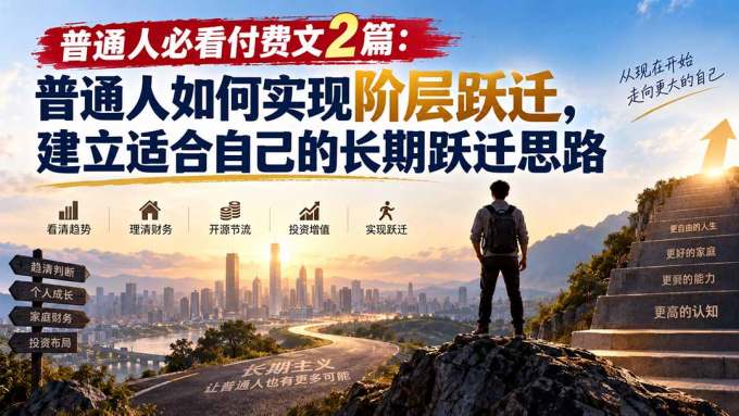 普通人必看付费文2篇:普通人如何实现阶层跃迁,建立适合自己的长期跃迁思路