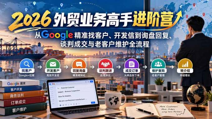 2026外贸业务高手进阶营：从Google精准找客户、开发信到询盘回复、谈判成交与老客户维护全流程