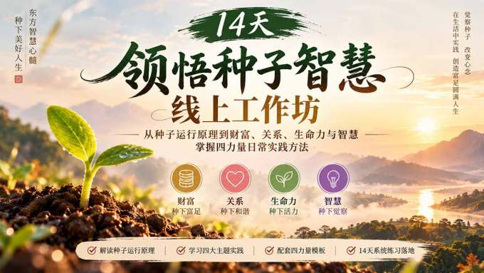 14天领悟种子智慧线上工作坊｜从种子运行原理到财富、关系、生命力与智慧，掌握四力量日常实践方法