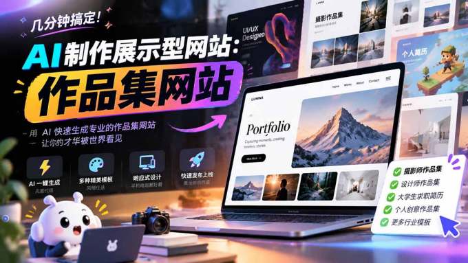 几分钟搞定，AI制作展示型网站制作：作品集网站，用AI快速生成专业的作品集网站，接单变现！