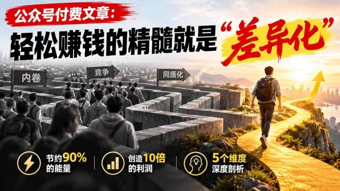 公众号付费文章：轻松赚钱的精髓就是“差异化”