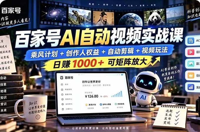 百家号自动矩阵玩法,长期可以做的项目,日入1k+,真正的睡后收入