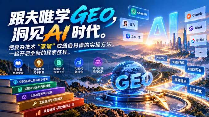 跟夫唯学GEO-更新1030,洞见AI时代。把复杂技术 “蒸馏” 成通俗易懂的实操方法,一起开启全新的探索征程