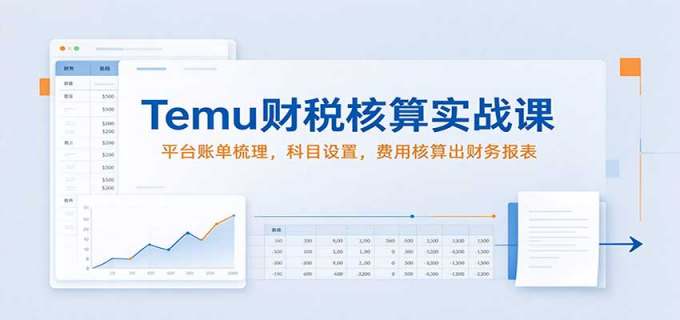 Temu财税核算实战课:平台账单梳理,科目设置,费用核算出财务报表
