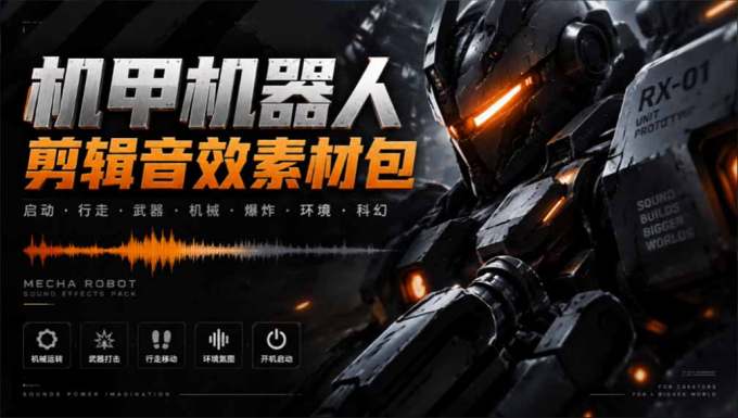 宝藏机甲音效合集！机甲机器人变形能量移动无损音效素材，全部中文汉化处理